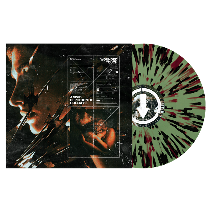 A vivid depiction of collapse green with red and black splatter