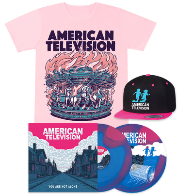 American Television pink tshirt, dad cap, and "You Are Not Alone" 12" 
