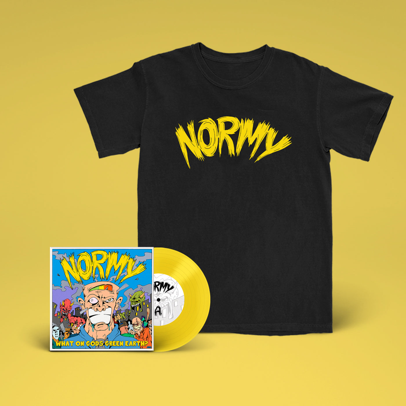 NORMY - What On Gods Green Earth 7" + Logo Shirt